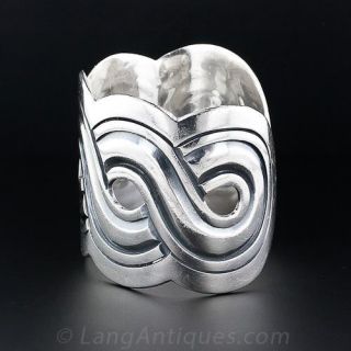 Mexican Sterling Silver Wide Cuff Bangle