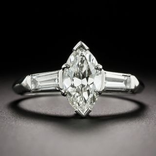 Mid-Century 1.09 Carat Marquise-Cut Diamond Engagement Ring - GIA J SI2 - 2