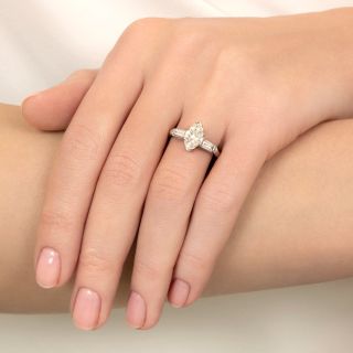 Mid-Century 1.09 Carat Marquise-Cut Diamond Engagement Ring - GIA J SI2