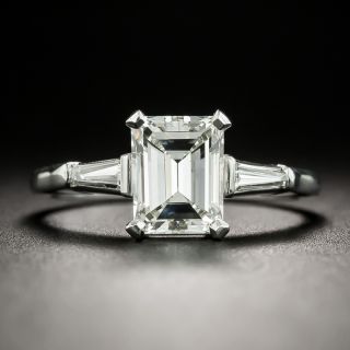 Mid-Century 1.26 Carat Emerald-Cut Diamond Platinum Engagement Ring - GIA J SI1 - 2