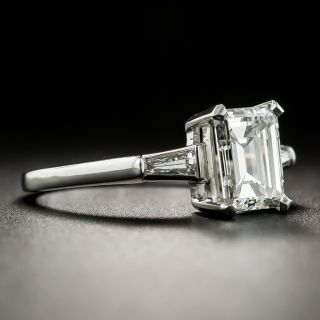 Mid-Century 1.26 Carat Emerald-Cut Diamond Platinum Engagement Ring - GIA J SI1
