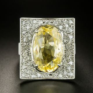 Mid-Century 11.99 Carat No-Heat Yellow Sapphire Diamond Ring - GIA - 2