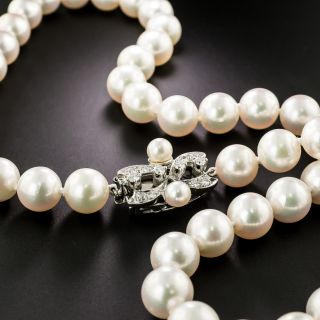  Mid-Century 17 1/4 Inch Cultured Pearl Strand with Diamond Clasp - 2