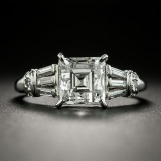 MId-Century 2.25 Carat Square Emerald-Cut Diamond Ring - GIA H SI1 - 2