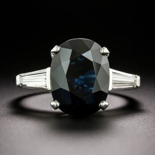 Mid-Century 7.45 Carat Sapphire and Baguette Diamond Ring - 2