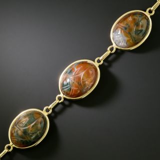 Mid-Century Agate Scarab Bracelet - 3