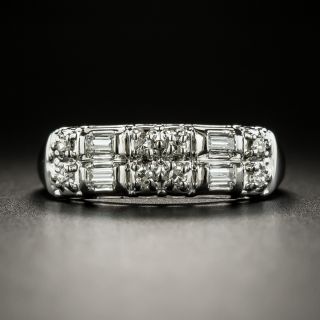 Mid-Century Baguette and Round Diamond Band Ring - 2