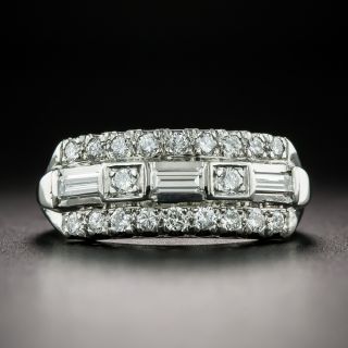Mid-Century Baguette and Round Diamond Band Ring - 3