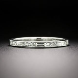 Mid-Century Baguette and Round Diamond Wedding Band by Hartzberg - 2
