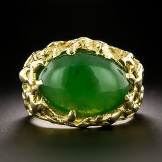 Mid-Century Brutalist Burmese Jade Ring - 3