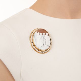 Mid-Century Cameo 'Lesson of the Widow's Mite' Brooch/Pendant