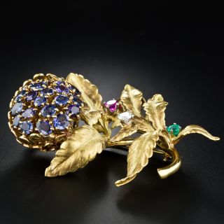 Mid-Century Color-Change Sapphire Flower Brooch by J. E. Caldwell & Co. - 6