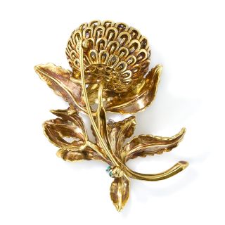 Mid-Century Color-Change Sapphire Flower Brooch by J. E. Caldwell & Co.