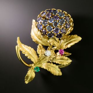Mid-Century Color-Change Sapphire Flower Brooch by J. E. Caldwell & Co. - 2