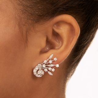 Mid-Century Cornucopia Diamond Spray Earrings