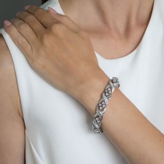Mid-Century Diamond Crisscross Ribbon Bracelet