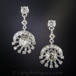 Mid Century Diamond Dangle Earrings  - 2