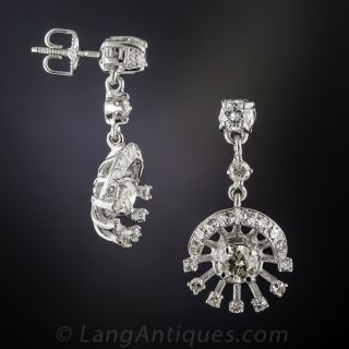 Mid Century Diamond Dangle Earrings 