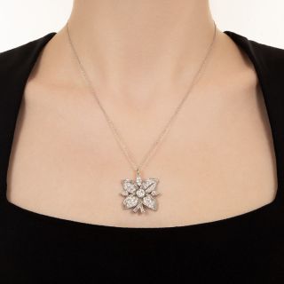Mid-Century Diamond Flower Pendant