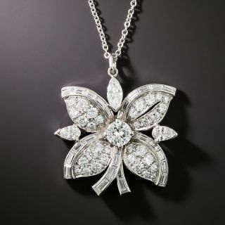 Mid-Century Diamond Flower Pendant - 1