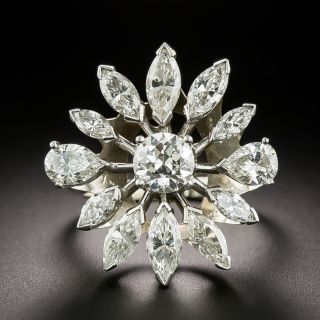 Mid-Century Diamond Flower Spray Ring - 3