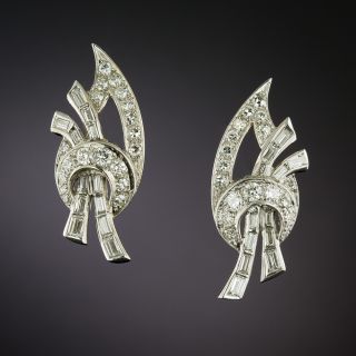 Mid-Century Diamond Leaf Earrings - 4