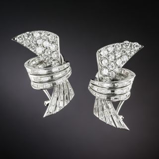  Mid-Century Diamond Platinum Spray Earrings Earrings - 5