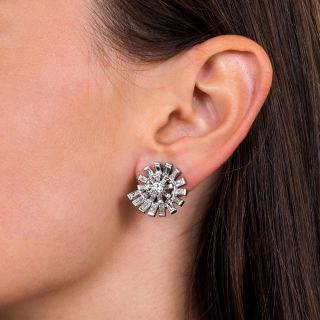 Mid-Century Diamond Spiral Earrings