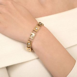 Mid-Century Diamond Spiral Link Bracelet