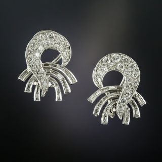 Mid-Century Diamond Swirl Earrings - 1