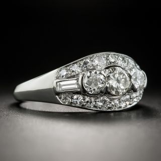 Mid-Century Diamond Three-Stone Platinum Ring