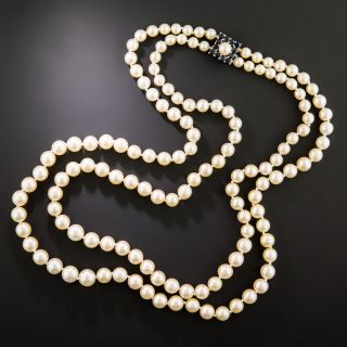 Mid-Century Double-Strand Akoya Cultured Pearl Necklace  - 2