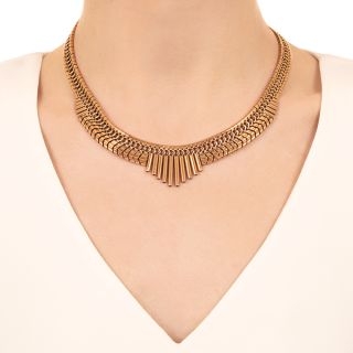 Mid-Century Egyptian-Inspired Fringe Necklace