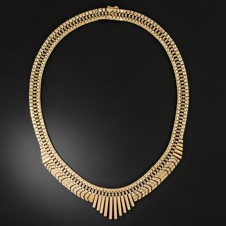 Mid-Century Egyptian-Inspired Fringe Necklace - 2
