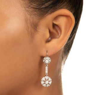Mid-Century Floral Diamond Drop Earrings