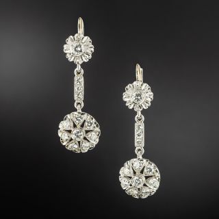 Mid-Century Floral Diamond Drop Earrings - 2
