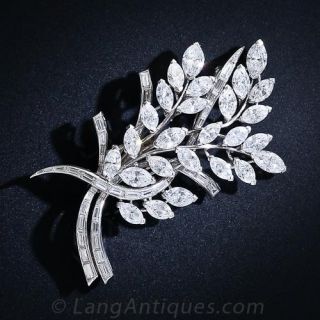 Mid-Century Foliate Bouquet Diamond Brooch  - 1