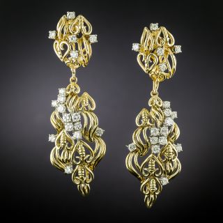 Mid-Century Free-form Diamond Dangle Earrings - 6