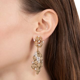Mid-Century Free-form Diamond Dangle Earrings