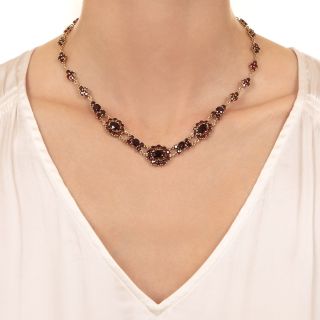 Mid-Century Garnet Cluster Necklace