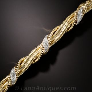 Mid-Century Gold and Diamond Bracelet