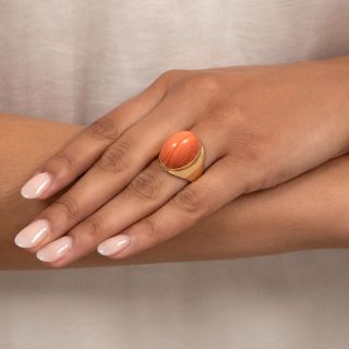 Mid-Century High-Dome Coral Ring
