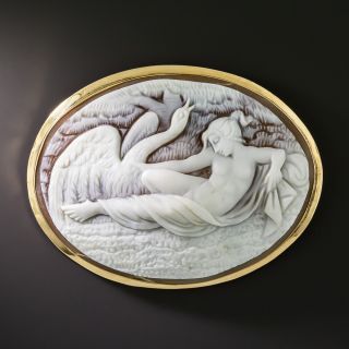  Mid-Century Leda and the Swan Cameo Brooch - 2