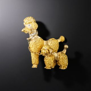 Mid-Century Mama and Baby Poodle Brooch - 2
