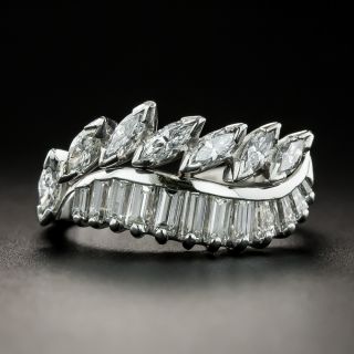 Mid-Century Marquise and Baguette Diamond Band Ring - 2