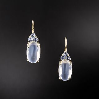 Mid-Century Moonstone and Sapphire Earrings - 3