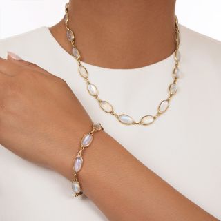 Mid-Century Moonstone Necklace/Bracelet Set