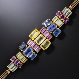 Mid-Century Multi-Color No-Heat Sapphire Bracelet - 3