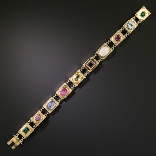 Mid-Century Multi-Gemstone Link Bracelet - 3