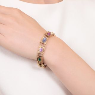 Mid-Century Multi-Gemstone Link Bracelet